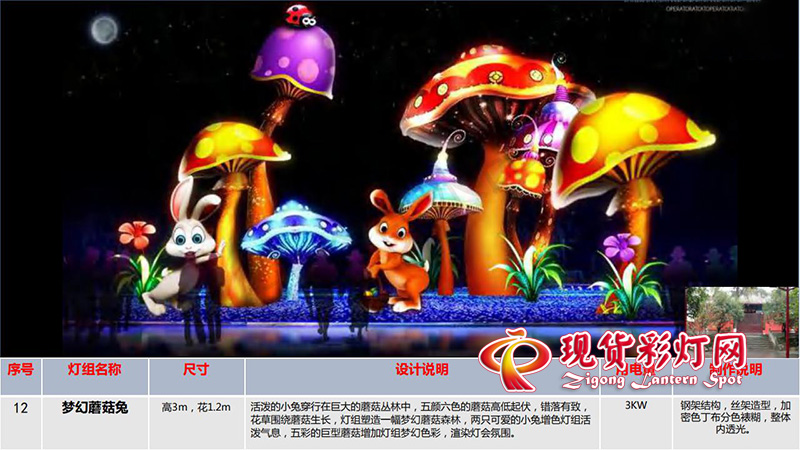夢幻蘑菇兔散點擺放彩燈花燈設(shè)計圖