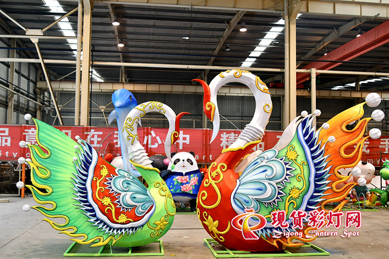 立體精品天鵝彩燈，愛情主題花燈，浮雕立體制作