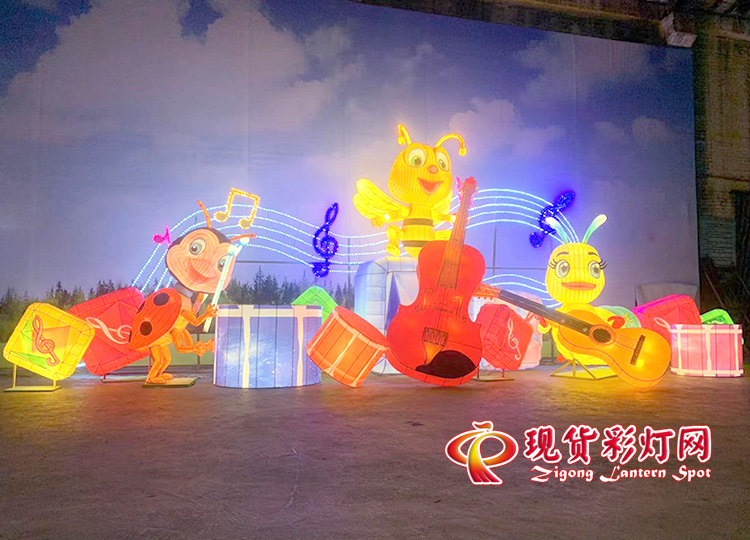 昆蟲樂隊(duì)花燈散點(diǎn)擺放草坪燈組精品彩燈制作動(dòng)態(tài)彩燈