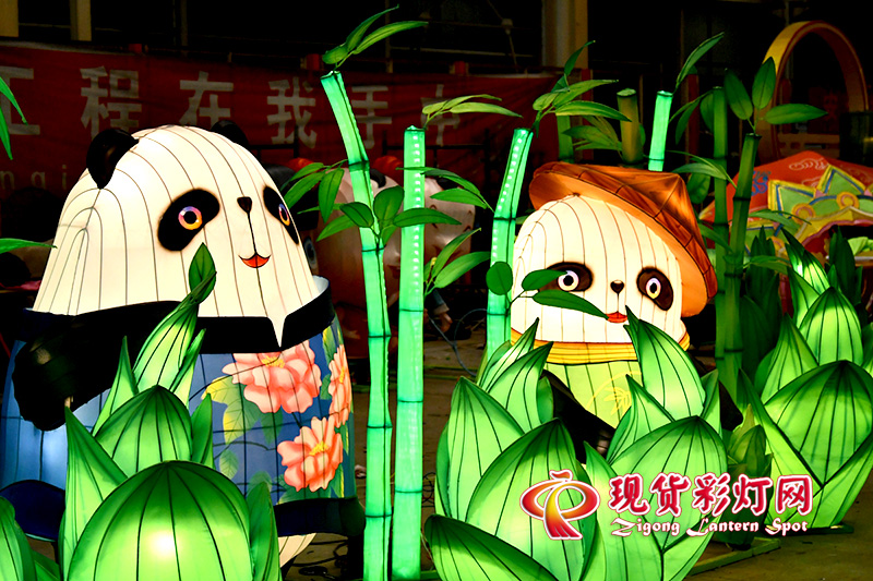 熊貓彩燈，熊貓樂(lè)園燈組，散點(diǎn)布局彩燈